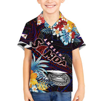 Personalized Amelika Samoa Sharks Polynesia Family Matching Long Sleeve Bodycon Dress and Hawaiian Shirt American Samoa