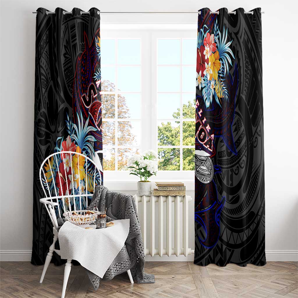Amelika Samoa Sharks Polynesia Window Curtain American Samoa
