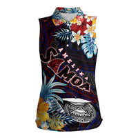 Personalized Amelika Samoa Sharks Polynesia Women Sleeveless Polo Shirt American Samoa DT02 Female Black - Polynesian Pride