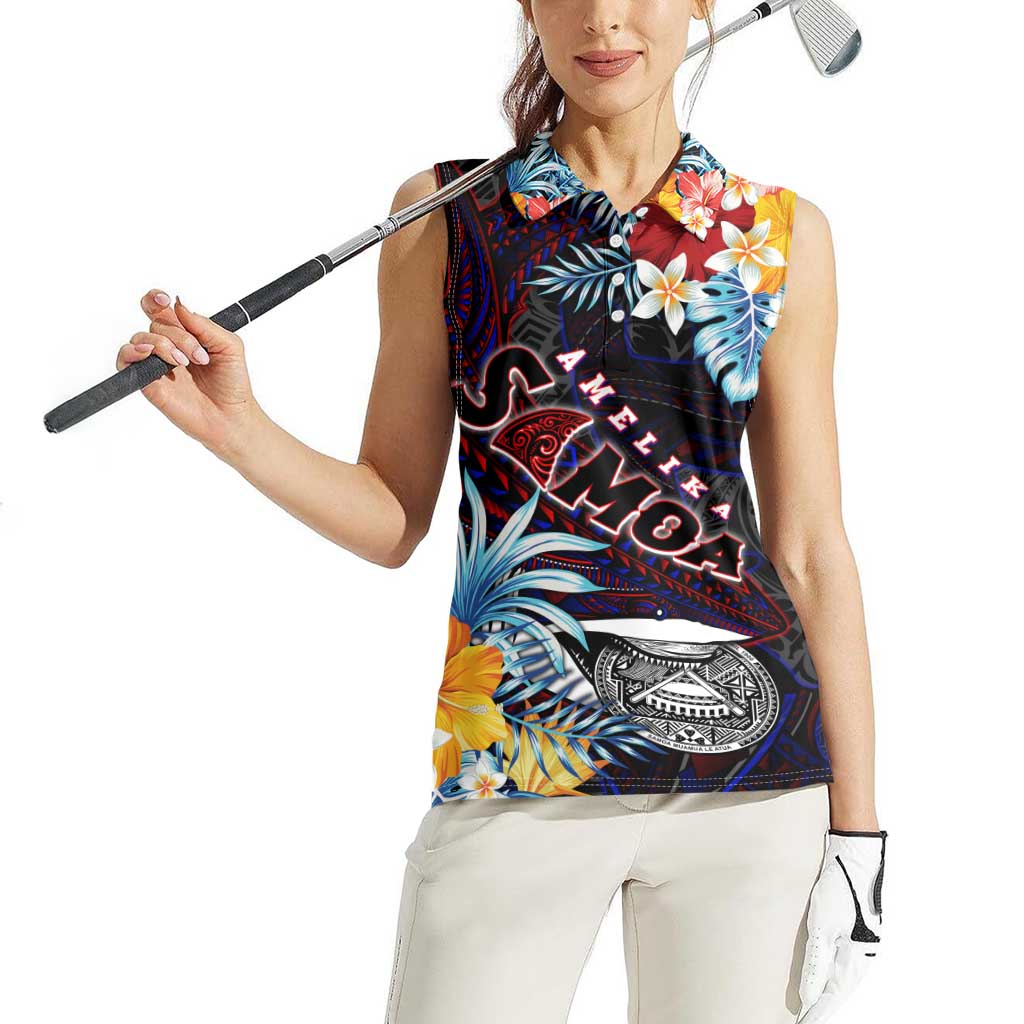 Personalized Amelika Samoa Sharks Polynesia Women Sleeveless Polo Shirt American Samoa DT02 - Polynesian Pride