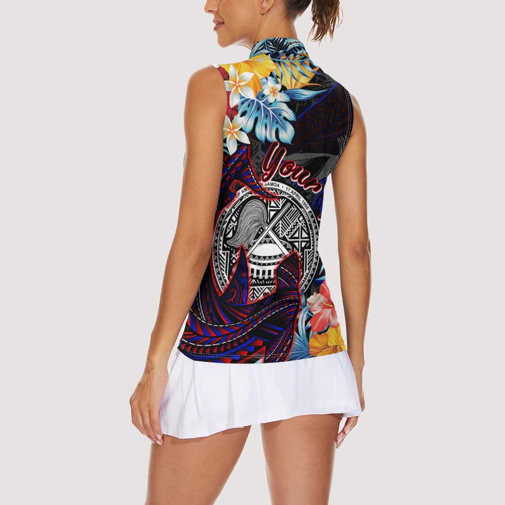 Personalized Amelika Samoa Sharks Polynesia Women Sleeveless Polo Shirt American Samoa DT02 - Polynesian Pride
