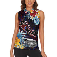 Personalized Amelika Samoa Sharks Polynesia Women Sleeveless Polo Shirt American Samoa DT02 - Polynesian Pride