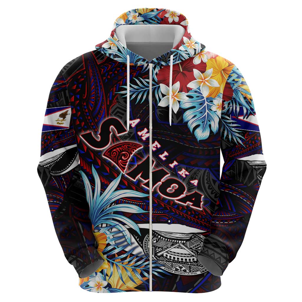 Personalized Amelika Samoa Sharks Polynesia Zip Hoodie American Samoa
