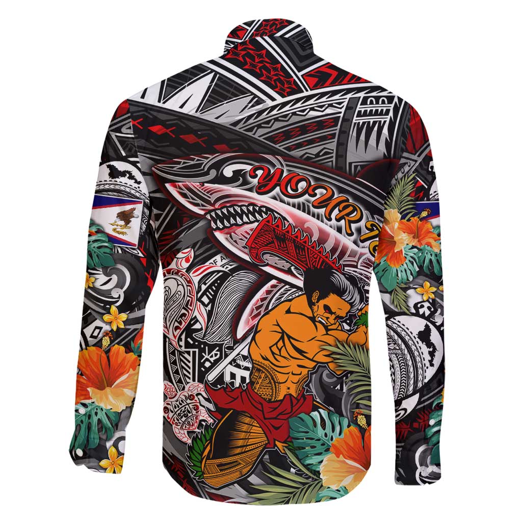 Personalized American Samoa Warrior Family Matching Long Sleeve Bodycon Dress and Hawaiian Shirt Shark Turtle Polynesian Tattoo DT02 - Polynesian Pride