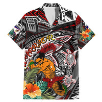 Personalized American Samoa Warrior Family Matching Mermaid Dress and Hawaiian Shirt Shark Turtle Polynesian Tattoo DT02 Dad's Shirt - Short Sleeve Black - Polynesian Pride