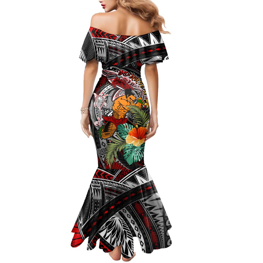 Personalized American Samoa Warrior Family Matching Mermaid Dress and Hawaiian Shirt Shark Turtle Polynesian Tattoo DT02 - Polynesian Pride