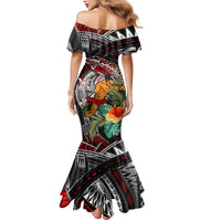 Personalized American Samoa Warrior Family Matching Mermaid Dress and Hawaiian Shirt Shark Turtle Polynesian Tattoo DT02 - Polynesian Pride