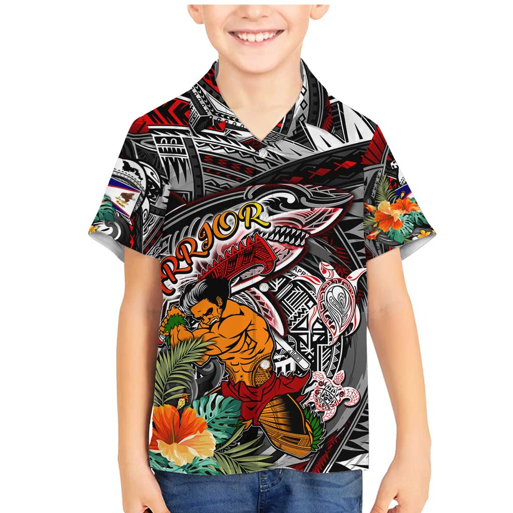 Personalized American Samoa Warrior Family Matching Mermaid Dress and Hawaiian Shirt Shark Turtle Polynesian Tattoo DT02 Son's Shirt Black - Polynesian Pride