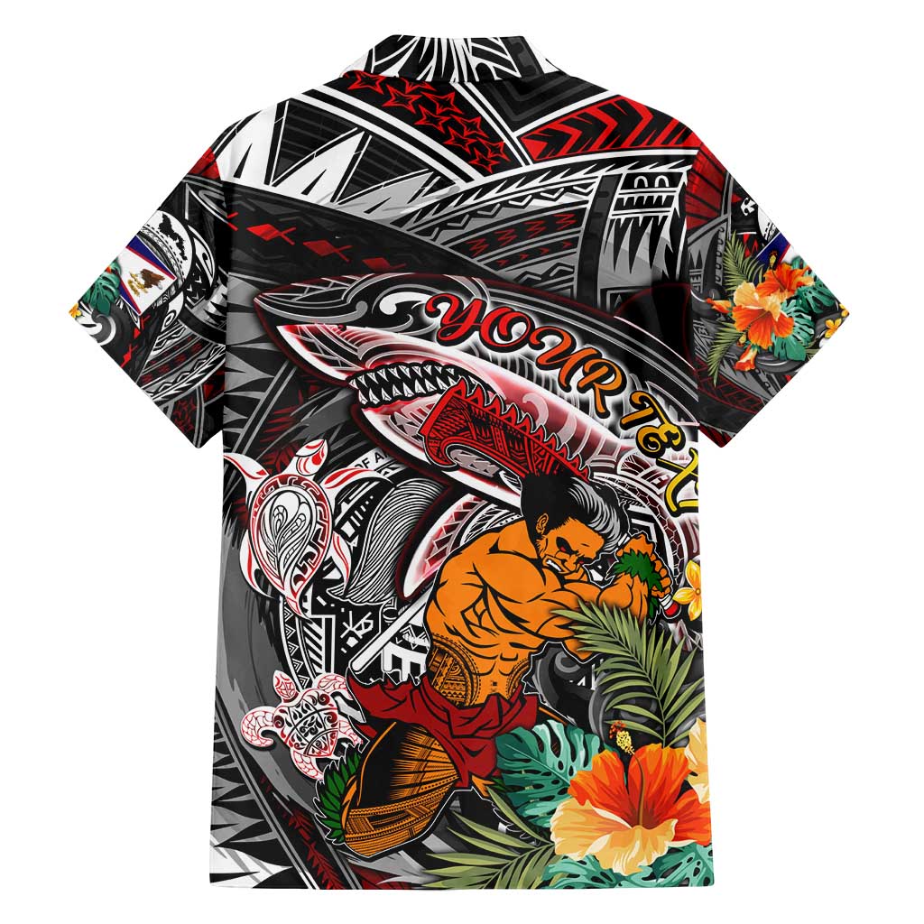Personalized American Samoa Warrior Family Matching Off Shoulder Maxi Dress and Hawaiian Shirt Shark Turtle Polynesian Tattoo DT02 - Polynesian Pride