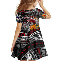 Personalized American Samoa Warrior Family Matching Off Shoulder Short Dress and Hawaiian Shirt Shark Turtle Polynesian Tattoo DT02 - Polynesian Pride