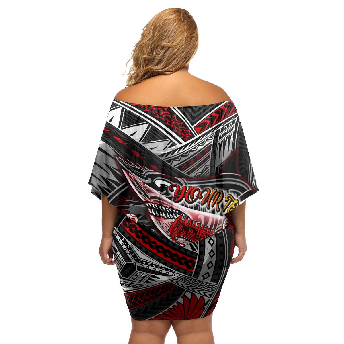 Personalized American Samoa Warrior Family Matching Off Shoulder Short Dress and Hawaiian Shirt Shark Turtle Polynesian Tattoo DT02 - Polynesian Pride