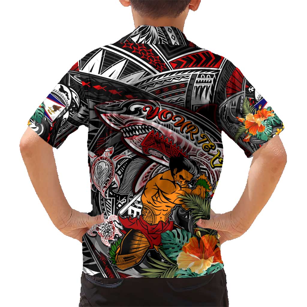 Personalized American Samoa Warrior Family Matching Short Sleeve Bodycon Dress and Hawaiian Shirt Shark Turtle Polynesian Tattoo DT02 - Polynesian Pride