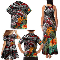 Personalized American Samoa Warrior Family Matching Tank Maxi Dress and Hawaiian Shirt Shark Turtle Polynesian Tattoo DT02 - Polynesian Pride