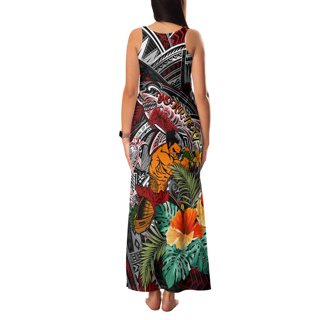 Personalized American Samoa Warrior Family Matching Tank Maxi Dress and Hawaiian Shirt Shark Turtle Polynesian Tattoo DT02 - Polynesian Pride