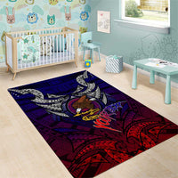 Personalized American Samoa Flag Area Rug Eagles Polynesian Art