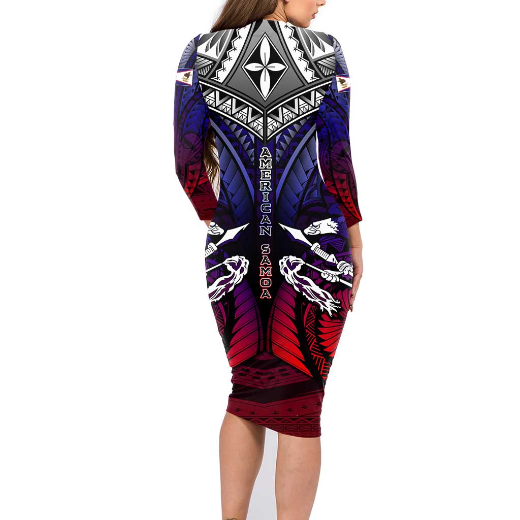 Personalized American Samoa Flag Family Matching Long Sleeve Bodycon Dress and Hawaiian Shirt Eagles Polynesian Art DT02 - Polynesian Pride