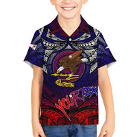 Personalized American Samoa Flag Family Matching Long Sleeve Bodycon Dress and Hawaiian Shirt Eagles Polynesian Art DT02 Son's Shirt Blue - Polynesian Pride