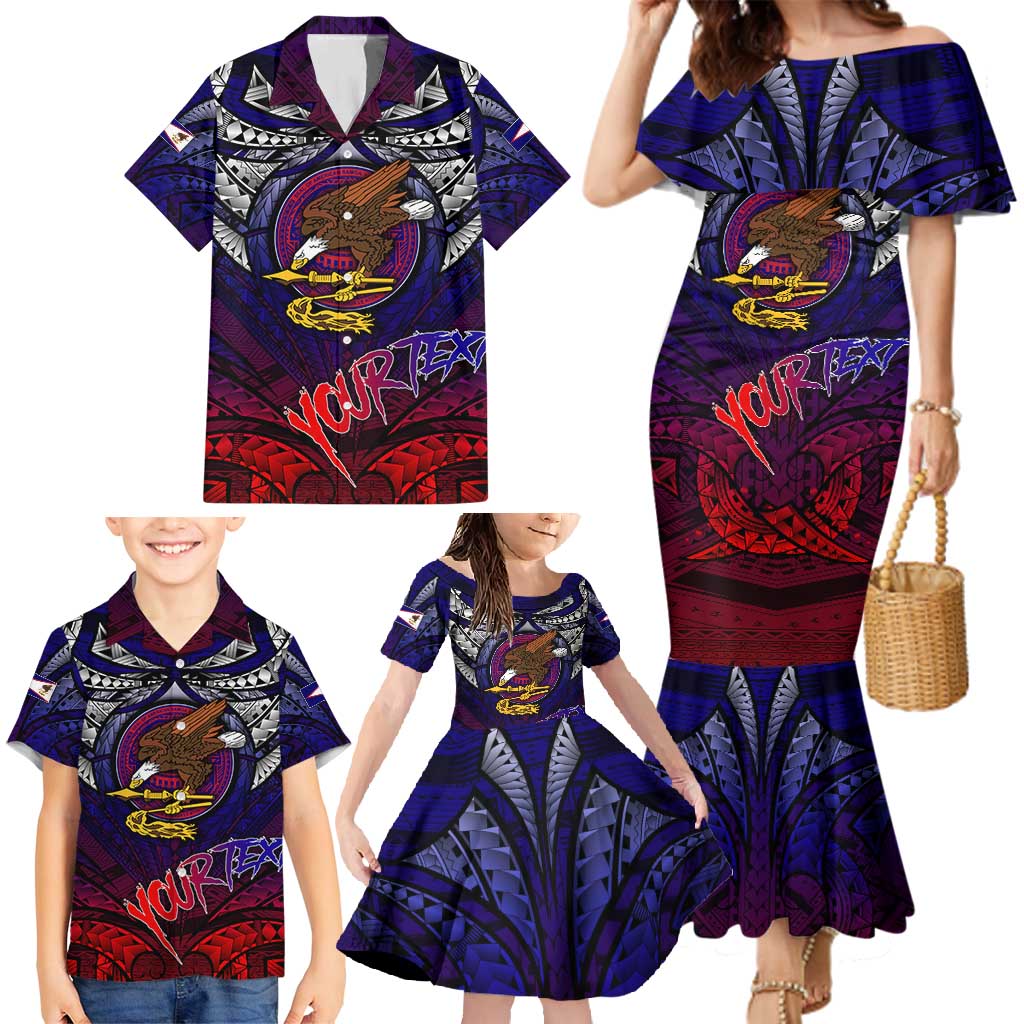 Personalized American Samoa Flag Family Matching Mermaid Dress and Hawaiian Shirt Eagles Polynesian Art DT02 - Polynesian Pride