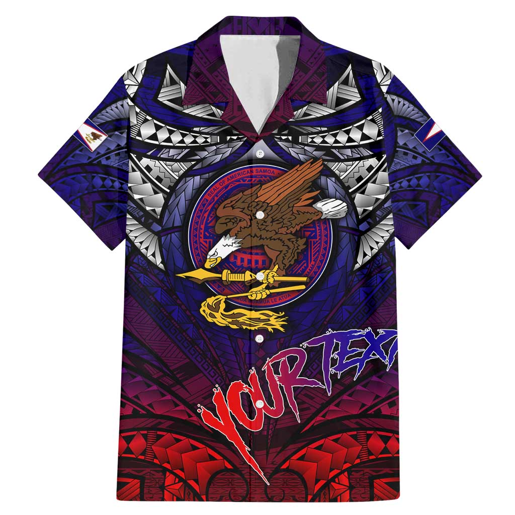 Personalized American Samoa Flag Family Matching Mermaid Dress and Hawaiian Shirt Eagles Polynesian Art DT02 Dad's Shirt - Short Sleeve Blue - Polynesian Pride