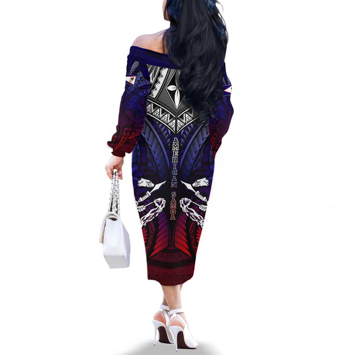 Personalized American Samoa Flag Family Matching Off The Shoulder Long Sleeve Dress and Hawaiian Shirt Eagles Polynesian Art DT02 - Polynesian Pride