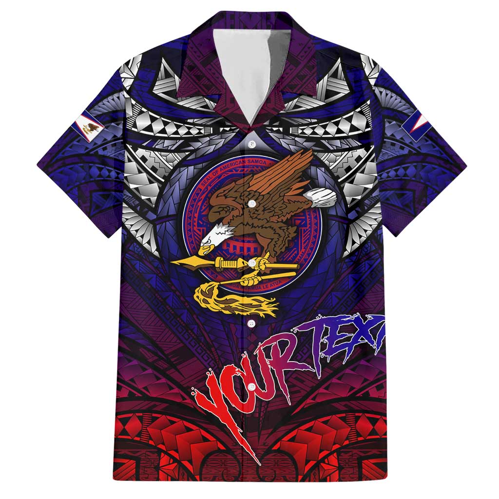 Personalized American Samoa Flag Family Matching Short Sleeve Bodycon Dress and Hawaiian Shirt Eagles Polynesian Art DT02 Dad's Shirt - Short Sleeve Blue - Polynesian Pride