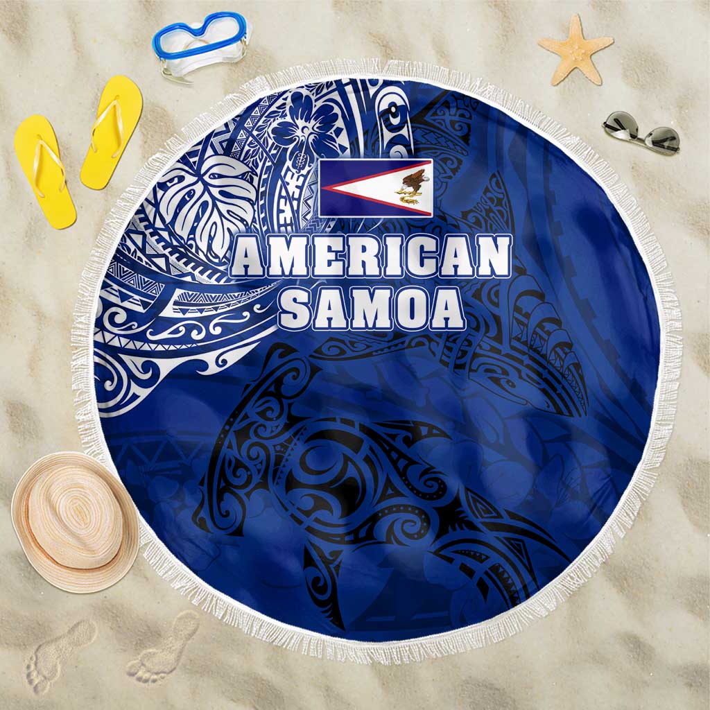 Sharks And American Samoa Beach Blanket Simple Polynesian Blue DT02 One Size 150cm Blue - Polynesian Pride