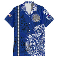 Sharks And American Samoa Family Matching Long Sleeve Bodycon Dress and Hawaiian Shirt Simple Polynesian Blue DT02 Dad's Shirt - Short Sleeve Blue - Polynesian Pride