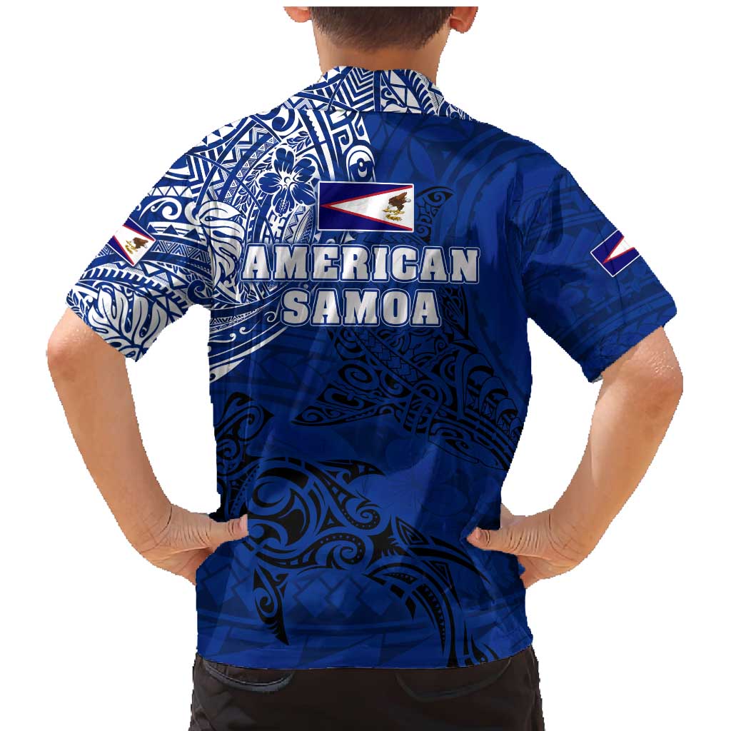 Sharks And American Samoa Family Matching Mermaid Dress and Hawaiian Shirt Simple Polynesian Blue DT02 - Polynesian Pride