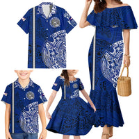 Sharks And American Samoa Family Matching Mermaid Dress and Hawaiian Shirt Simple Polynesian Blue DT02 - Polynesian Pride