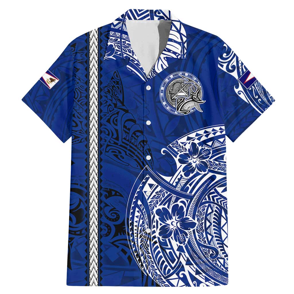 Sharks And American Samoa Family Matching Mermaid Dress and Hawaiian Shirt Simple Polynesian Blue DT02 Dad's Shirt - Short Sleeve Blue - Polynesian Pride