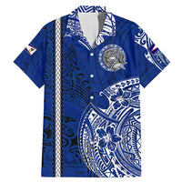 Sharks And American Samoa Family Matching Mermaid Dress and Hawaiian Shirt Simple Polynesian Blue DT02 Dad's Shirt - Short Sleeve Blue - Polynesian Pride