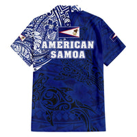Sharks And American Samoa Family Matching Off The Shoulder Long Sleeve Dress and Hawaiian Shirt Simple Polynesian Blue DT02 - Polynesian Pride