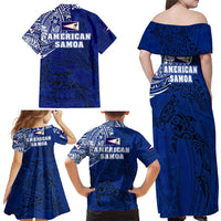 Sharks And American Samoa Family Matching Off Shoulder Maxi Dress and Hawaiian Shirt Simple Polynesian Blue DT02 - Polynesian Pride