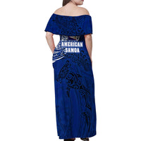 Sharks And American Samoa Family Matching Off Shoulder Maxi Dress and Hawaiian Shirt Simple Polynesian Blue DT02 - Polynesian Pride