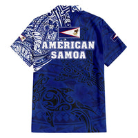 Sharks And American Samoa Family Matching Short Sleeve Bodycon Dress and Hawaiian Shirt Simple Polynesian Blue DT02 - Polynesian Pride