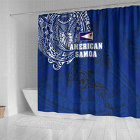 Sharks And American Samoa Shower Curtain Simple Polynesian Blue