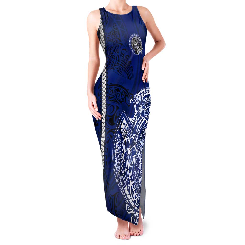 Sharks And American Samoa Tank Maxi Dress Simple Polynesian Blue DT02 Women Blue - Polynesian Pride