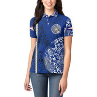 Sharks And American Samoa Women Polo Shirt Simple Polynesian Blue