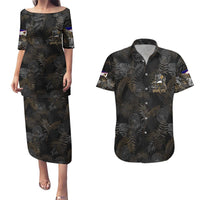 Personalized Shaka Girls America Samoa Couples Matching Puletasi and Hawaiian Shirt Tropical Flowers Vintage DT02 Black - Polynesian Pride