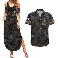 Personalized Shaka Girls America Samoa Couples Matching Summer Maxi Dress and Hawaiian Shirt Tropical Flowers Vintage DT02 Black - Polynesian Pride