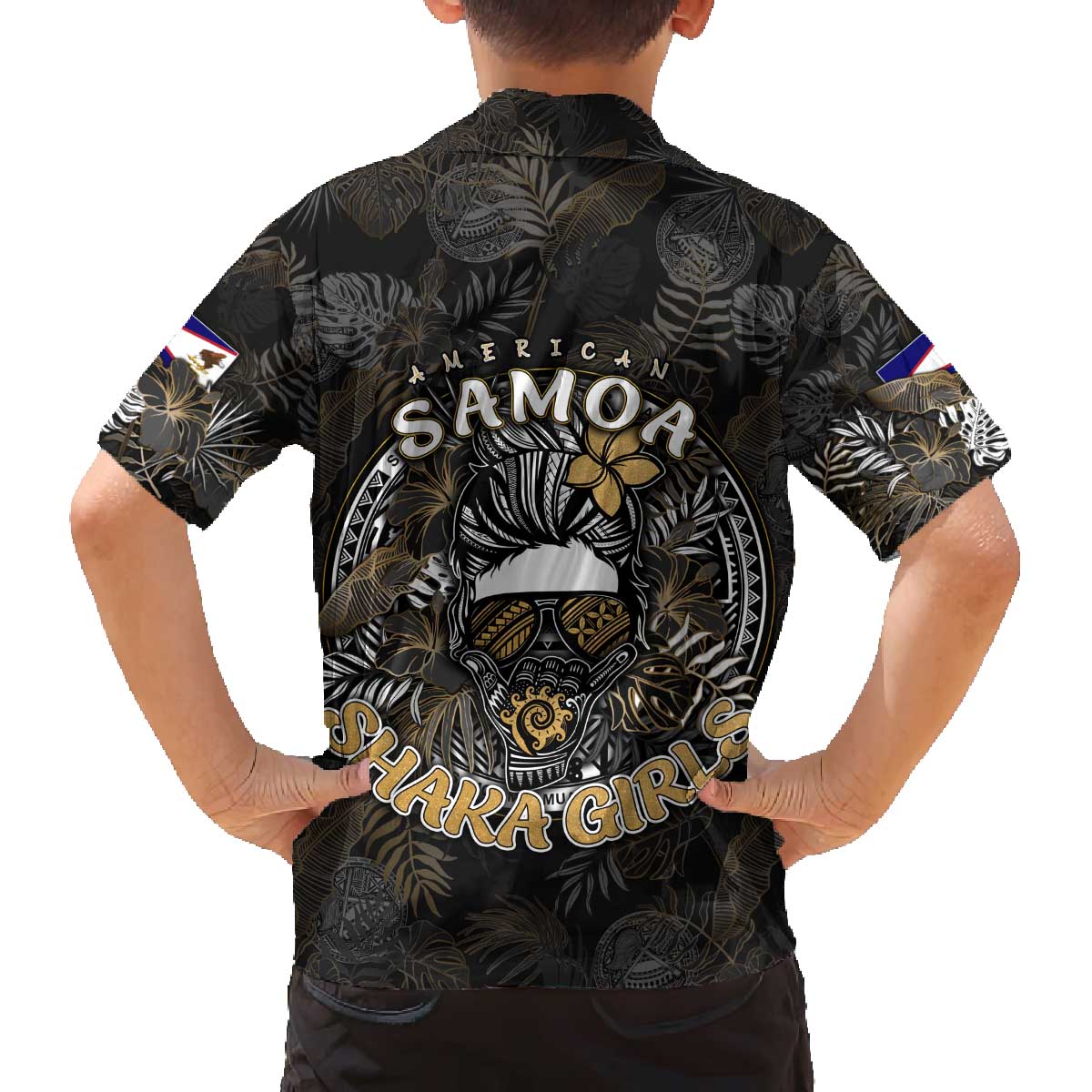 Personalized Shaka Girls America Samoa Family Matching Off The Shoulder Long Sleeve Dress and Hawaiian Shirt Tropical Flowers Vintage DT02 - Polynesian Pride