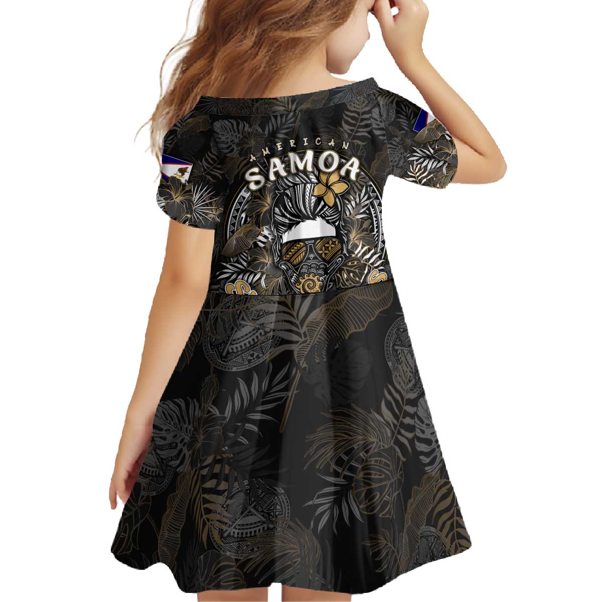 Personalized Shaka Girls America Samoa Family Matching Off The Shoulder Long Sleeve Dress and Hawaiian Shirt Tropical Flowers Vintage DT02 - Polynesian Pride