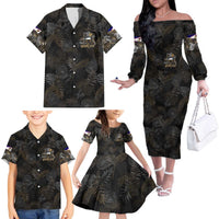 Personalized Shaka Girls America Samoa Family Matching Off The Shoulder Long Sleeve Dress and Hawaiian Shirt Tropical Flowers Vintage DT02 - Polynesian Pride
