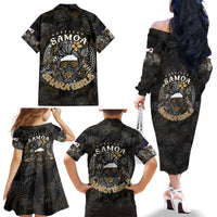 Personalized Shaka Girls America Samoa Family Matching Off The Shoulder Long Sleeve Dress and Hawaiian Shirt Tropical Flowers Vintage DT02 - Polynesian Pride