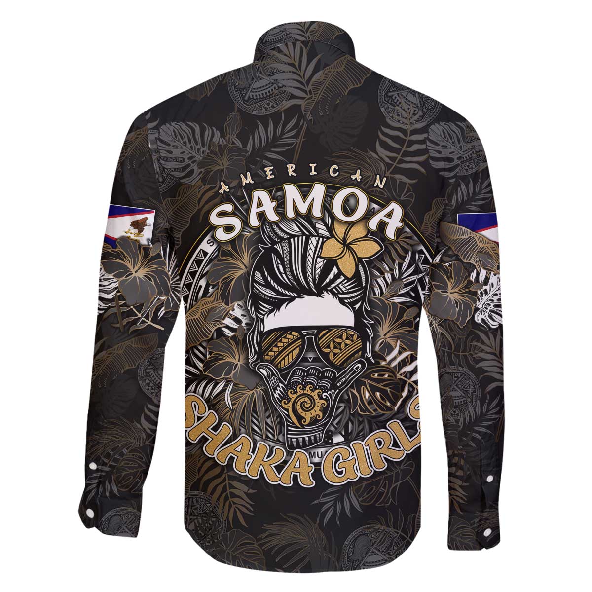 Personalized Shaka Girls America Samoa Family Matching Off The Shoulder Long Sleeve Dress and Hawaiian Shirt Tropical Flowers Vintage DT02 - Polynesian Pride