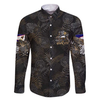 Personalized Shaka Girls America Samoa Family Matching Off Shoulder Short Dress and Hawaiian Shirt Tropical Flowers Vintage DT02 Dad's Shirt - Long Sleeve Black - Polynesian Pride
