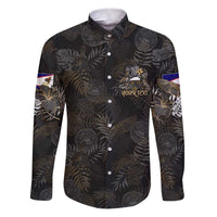 Personalized Shaka Girls America Samoa Family Matching Puletasi and Hawaiian Shirt Tropical Flowers Vintage DT02 Dad's Shirt - Long Sleeve Black - Polynesian Pride