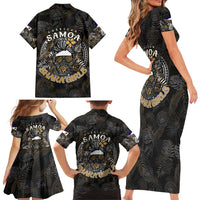 Personalized Shaka Girls America Samoa Family Matching Short Sleeve Bodycon Dress and Hawaiian Shirt Tropical Flowers Vintage DT02 - Polynesian Pride