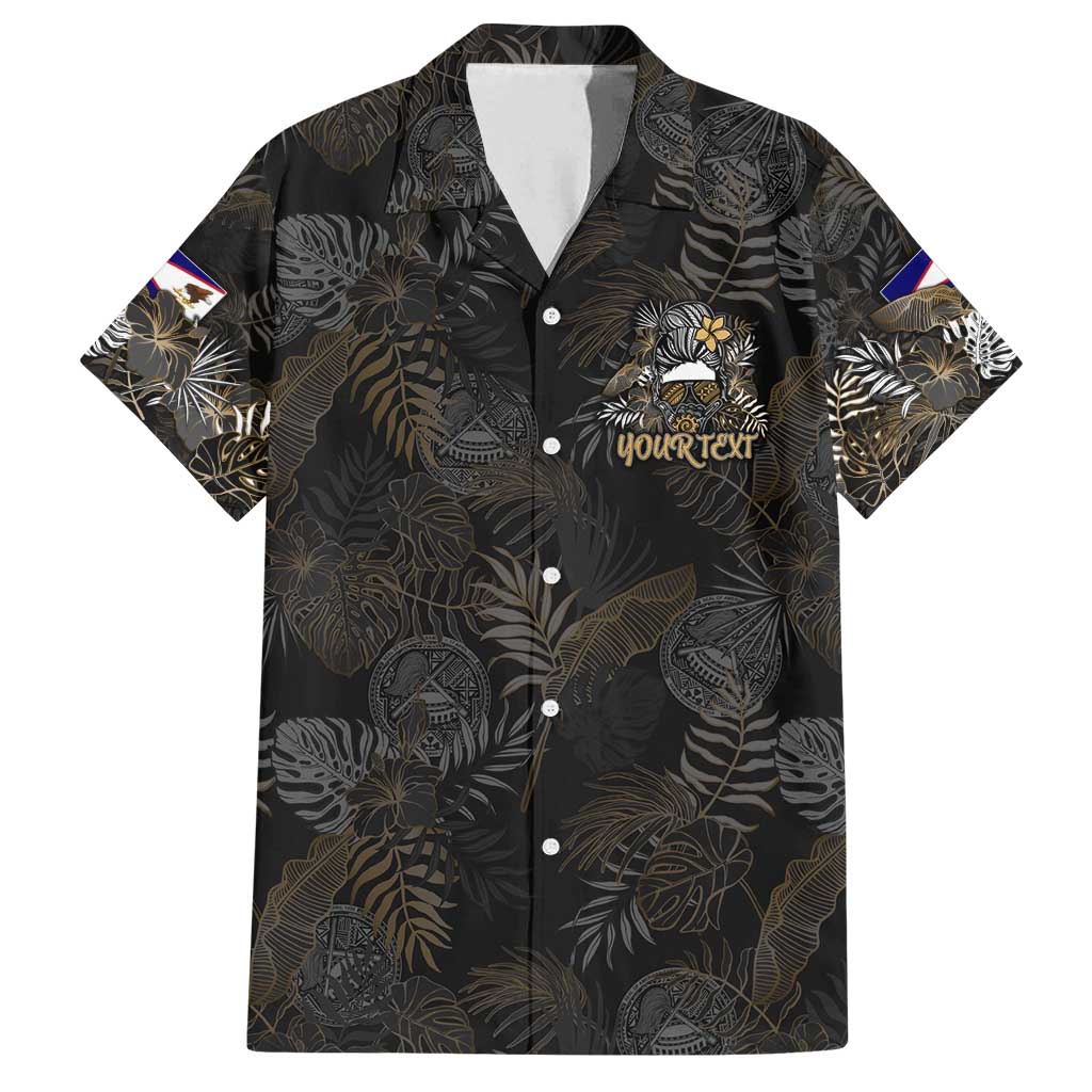Personalized Shaka Girls America Samoa Family Matching Summer Maxi Dress and Hawaiian Shirt Tropical Flowers Vintage DT02 Dad's Shirt - Short Sleeve Black - Polynesian Pride