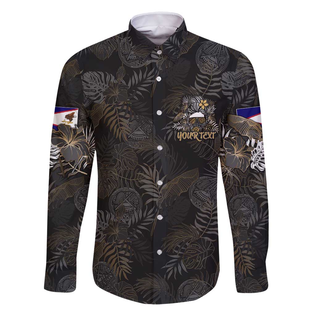 Personalized Shaka Girls America Samoa Family Matching Summer Maxi Dress and Hawaiian Shirt Tropical Flowers Vintage DT02 Dad's Shirt - Long Sleeve Black - Polynesian Pride